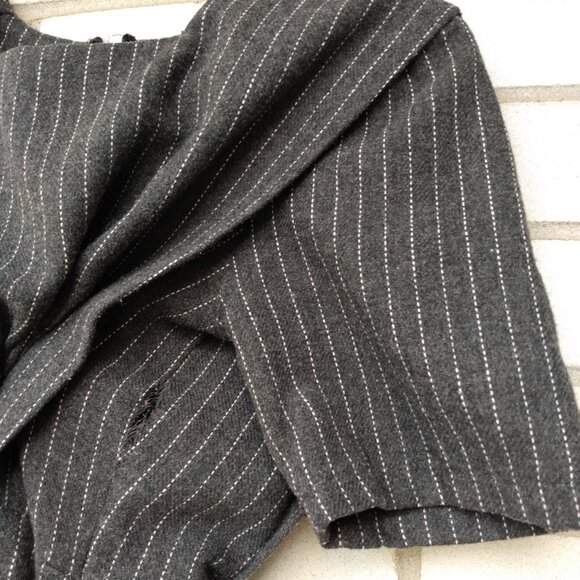 Amish Mennonite Cape Dress 34" Bust 29" Waist Handmade Gray Wool Pinstripe - Picture 7 of 10